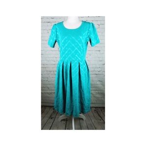 LuLaRoe AmeliaDress-Embossed Solid Aqua Green Tea